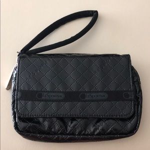 LeSportSac wristlet quilted black coated nylon